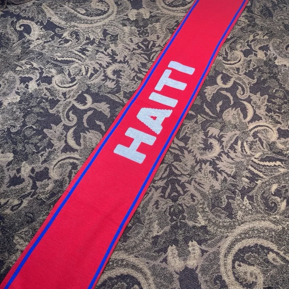 Haiti Soccer Football Scarf Licensed New Red Blue Double Sided New